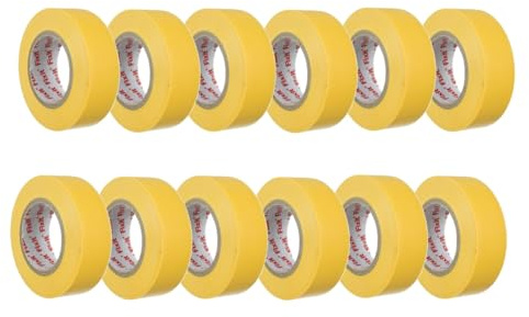 DRW Cinta aislante amarillo adhesiva 12 unidades 18mm x 10 m