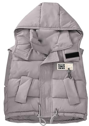 Piumino imbottito per bambini per ragazzi ragazze piumino con cappuccio gilet autunno inverno caldo leggero senza maniche giacche impermeabili antivento zip up gilet trapuntato, Grigio, 3-4 Years