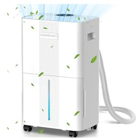Dehumidifiers for Home Damp, 8L/Day LED Display, Homtronics Auto on/off Compressor Dehumidifier for Bedroom with Laundry Dry, Ultra-Quiet Dehumidifier Continuous Drainage for Bathroom,Drying Clothes