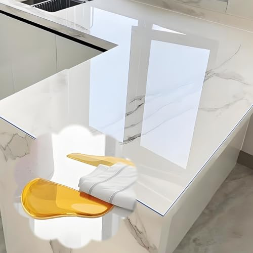 Alfombrilla para El Alféizar de La Ventana Almohadilla Transparente para Limpieza de Ventanas de 50-250 cm, Revestimiento Curvo de PVC para Muebles de Cocina(150x40cm(59x16))