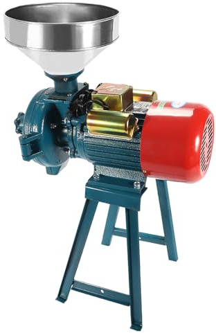 Molinillo de cereales eléctrico de 2200 W, molinillo de maíz comercial, de acero inoxidable, con embudo, independiente, seco y húmedo, para molinillos de cereales, mercados de verduras 1400 rpm