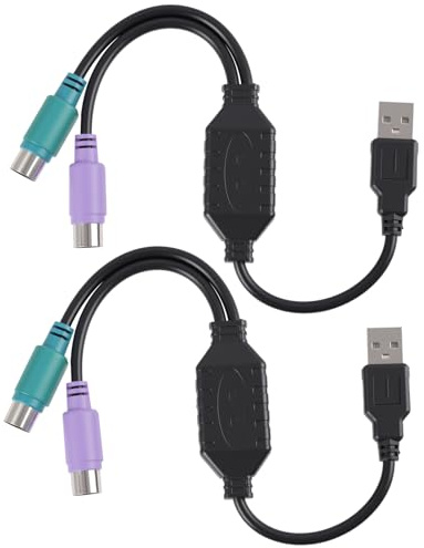 JiangZShangM 2PCS PS/2 auf USB Kabel, Schwarz, PS/2 Tastatur und Maus Adapter, PS/2 auf USB A Adapterkabel, PS/2 USB Adapter für ältere Tastaturen und Mäuse