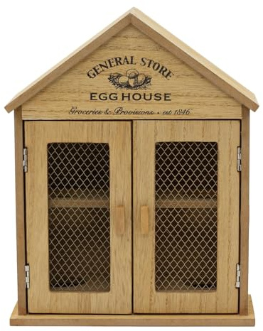 General Store Egg House for 6 Eggs | Rustic Wooden Vintage Style Chicken House Egg Holder for Kitchen Worktops