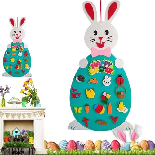 Filz-Osterhasen-Dekorationen – Filzhasen-Bastelset, Frohe Ostern, Küken, Eier, Kaninchen, Karotten, Filzhasen-Set | Feiertagsdekorationen, Partyzubehör, -Bastelsets für Klassenzimmer, Wand, Tür