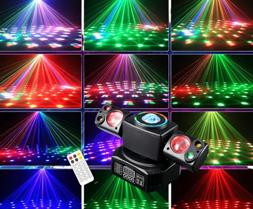 Moving Head Discolicht Partylicht, LED RGB DMX512 Stage Moving Head Licht, Doppelkopf Beam Magic Ball, 5 Steuerungsmodi, geeignet für DJ, Bar, Geburtstagsfeiern, Disco-Partys
