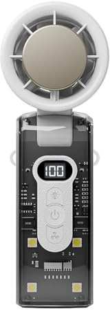Ventilador de mano con placa de refrigeración, 5 velocidades USB, ventilador portátil, 17400 rpm, ventilador turbo de alta velocidad, pequeño ventilador de bolsillo con luz para viajes, exterior