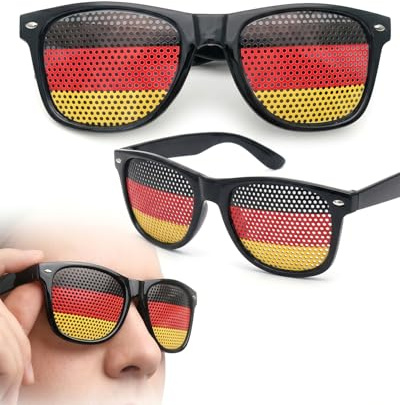 HAPZUR Deutschland Fanbrille Sonnenbrille 2 Stück – Perfektes Accessoire im Schwarz-Rot-Gold Design für WM, EM, Fußball Partys & Public Viewing. Zeigen Sie Ihren Teamgeist.