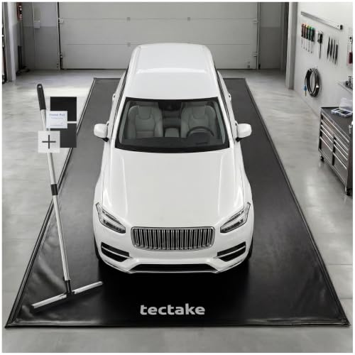 tectake® Garagenbodenmatte, 2,6 x 6,1 m, rutschfest, wasserdicht, mit erhöhtem Rand, mit Abzieher, Garage Bodenbelag, Garagenboden Schutzmatte, Gummibodenbelag, Bodenmatte Garage - Größe L | erhöhter Rand, mit Abzieher, Garage Bodenbelag, Garagenboden Schutzmatte, Gummibodenbelag, Bodenmatte Garage - Größe L