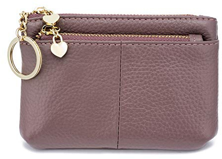 Damen Hochwertiges Kunstleder Schlüsselmäppchen Münztüte Kreditkartenetui Geldbörse(Lila)