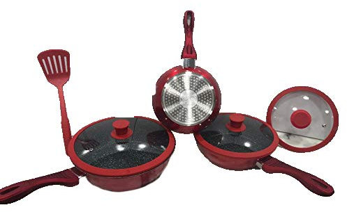 Padelle Bavaria in pietra lavica e coperchio in vetro set 3 pezzi