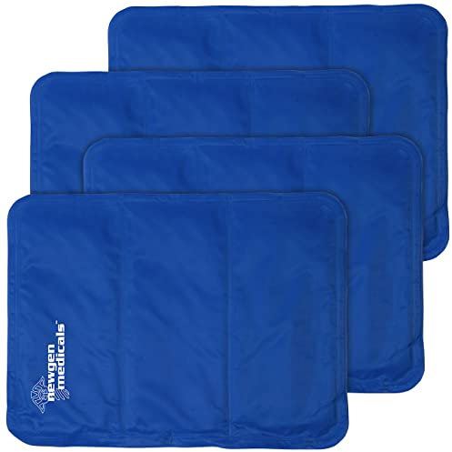 Newgen Medicals Kühltuch: 4er-Set kühlende Kissenauflagen, 30 x 40 cm, blau (Kühl Matte Bett, Kühlmatten, Ventilatoren)