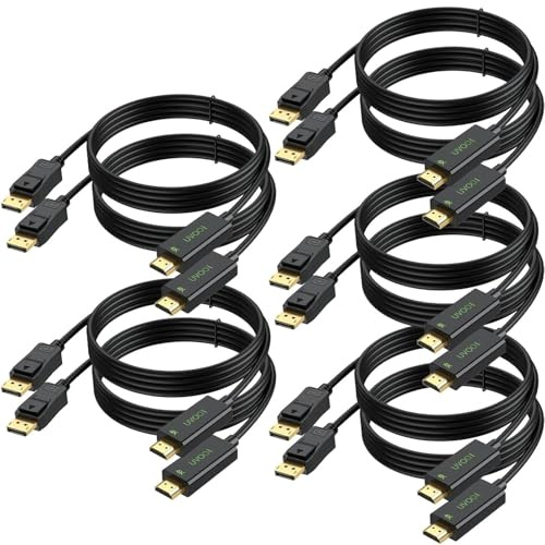 UVOOI Cavo da DisplayPort a HDMI 4K, 1080p a HDMI, 1,8 m, supporto audio e video per computer, laptop, monitor, proiettore, TV e altro ancora, 1080p a 60 Hz