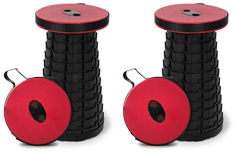 reakoo Tragbare Klapphocker 2er Set, Camping-Hocker, höhenverstellbare tragbar Teleskop-Hocker, leichte Outdoor-Camp-Sitze fürs Camping, Picknicks, Grillen, Angeln, Wandern und Reisen