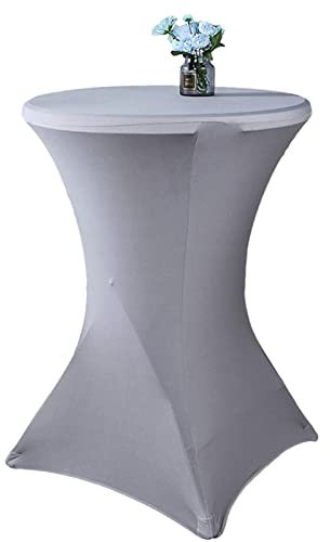 Mantel Elástico Stella, Fundas Elásticas para Mesa, Cubremesa De Coctel Seco De Bar Elástico Redondo Adecuado para Fiestas, Bodas, Eventos (Gris,80x110 cm)