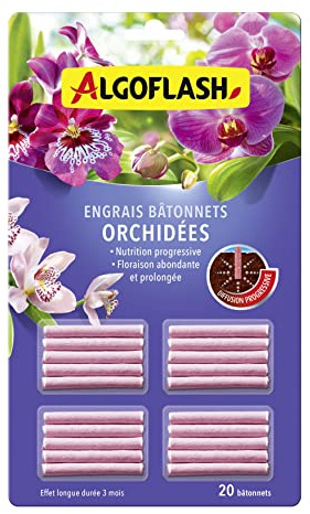 ALGOFLASH Engrais bâtonnets Orchidées, Action jusqu'à 3 mois, 20 bâtonnets, ABATORCN