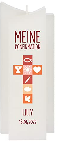 Herz & Heim® Elegante Kerzen zur Taufe, Konfirmation und Kommunion, verschiedene Motive, personalisiert Rot, Meine Konfirmation