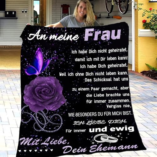 ZQYMM Kuscheldecke Geschenk fürmeine Frau, Geschenke für Frauen 150x200cm | Weihnachten Hochzeitstag Geschenke für FrauenEhefrau, Flauschige Decke An Meine Frau Von Ehemann, extra weich warmFleecedecke