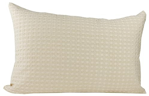 Casa da Laura - Funda de Cojín Beige 50 x 70 cm - Almohada Elegante con Gofre Tejido 100% Algodón Prelavado Resistente y ExtraSuave