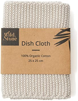 Wild & Stone | Organic Cotton Dish Cloth | Eco-Friendly Kitchen Cloth | Biodegradable & Compostable Cleaning Cloth | Beach Sand
