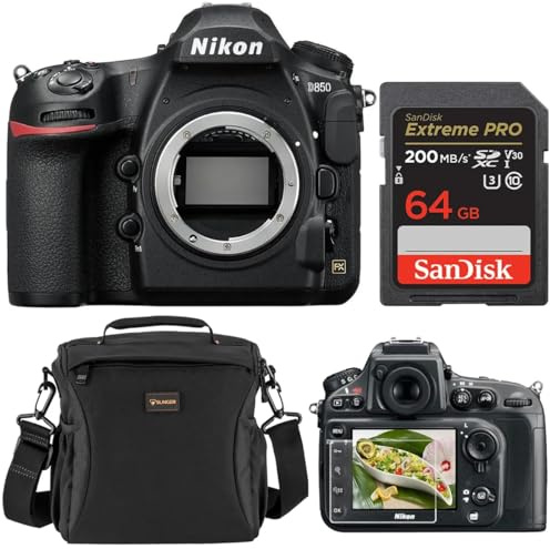 Nikon D850 DSLR Camera, with 64GB Memory Card, Slinger Shoulder Bag, Screen Protector Nikon 1 Year Warranty