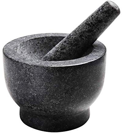 RWRAPS Mortaio e pestello, pestello per Mortaio in Granito, smerigliatrice in Pietra Naturale, smerigliatrice Manuale da Cucina in Marmo Vintage per spezie, condimenti, Aglio (Come Immagine)