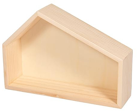 Rayher Holzhaus mit Schrägdach, Holz FSC zertifiziert, 22 x 5,6 x15 cm, Haus Holz Deko, Krippe Holz leer, Holzhaus, 64535505, Natur