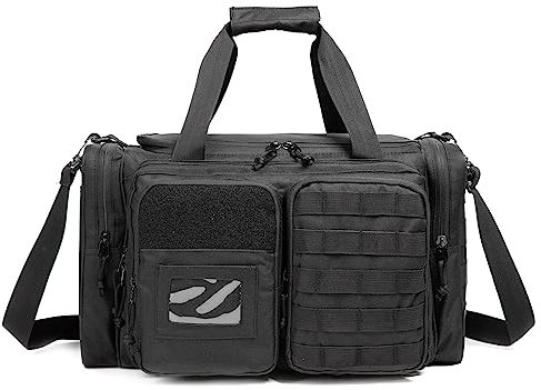INSSTUID Gun Range Bag for Handguns and Ammo Tactical Pistol Case Shooting Range Duffle Bags Large Handguns Magazine Ammo Gear Accessories Pouch for Hunting Shooting Range Sport Black