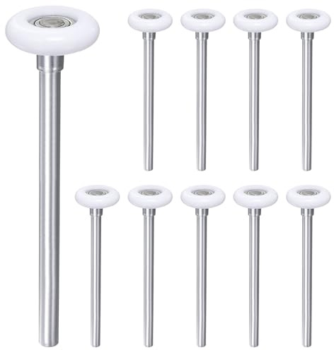 QUARKZMAN 10pcs 1.8 Roulettes de porte de garage en nylon pour rail de garage de 2, tige longue de 7, roues porte garage silencieuses, roulement de précision 6200zz à 11 billes,blanc