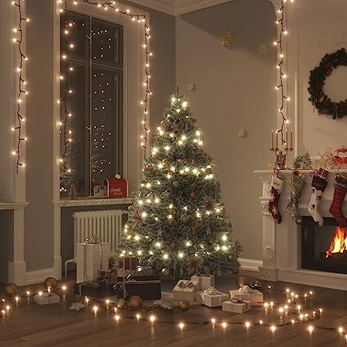 Tidyard Lichterkette mit 400 LEDs, Christbaumbeleuchtung Weihnachtsbaum Lichternetz Baumvorhang Weihnachtsdeko Weihnachtsbaumbeleuchtung, 40 m 8 Lichteffekte Warmweiß