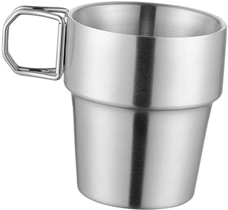 Milisten Edelstahl Faltbecher Mit Klappbarem Griff 300ml Doppelwandiger Campingbecher Leichter Outdoor Trinkbecher Für Reisen Wandern Picknick