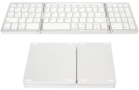 Yunir Foldable Bluetooth Keyboard, Pocket Size Triple Fold Mini BT Wireless Keyboard, with Rechargeable Lithium Battery, for OS, for Android, for Windows systems