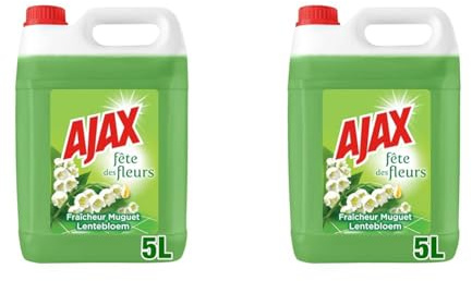 Ajax Nettoyant Ménager - Multi surfaces & Sol - Fête des Fleurs, Parfum Muguet - Sans rinçage - Idéal collectivités -Grand Format Bidon de 5L - (Lot de 2)