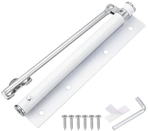 sourcing map 195mm/7.68 Spring Door Closer, Stainless Steel Automatic Door Closers with Adjustable Closing Speed for Home Self-Closing 5kg Door, White