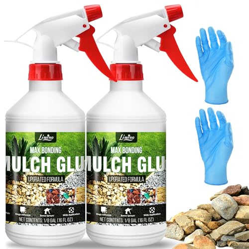 Kisbindemedel – 32 oz harts grus, mulchlim med applikator för limning av stenar, grus, bark – giftfri klar att använda grus lim för blad, landskapsarkitektur, trädgårdsvägar, rabatter