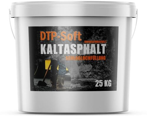 DTP-SOFT asphalte à froid 25 kg dans un seau de 0 à 5 mm asphalte de réparation, asphalte mélangé, à froid, 25 kg