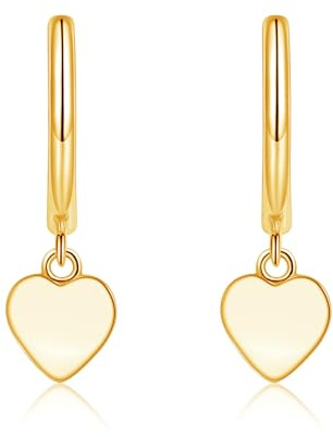 Glintara kreoler silver 925 örhängen hängande, 925 sterlingsilver örhängen kreoler med hjärta stjärna hänge, kreoler örhängen med kubisk zirkon, allergivänliga hängande örhängen för kvinnor flickor