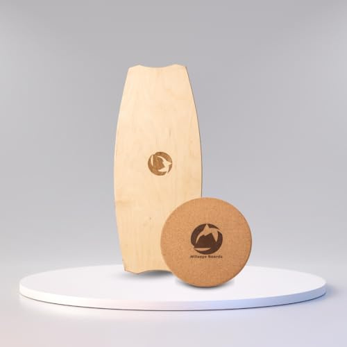 HILLSEYE Balance Board aus Holz | Handgefertigt | Freestyle & Fitness Board mit Kork-Rolle & Kork-Halbkugel | Surfen & Gleichgewichtstraining für Indoor & Outdoor