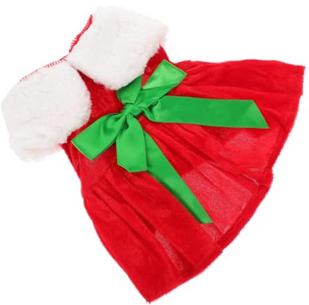 BUGUUYO Hunderock Mit Schleife Weihnachtsoutfit Für Hunde XXS Hundebekleidung Welpenträger Welpen Pads Züchten Hundekostüme Windhund Welpen-Essentials Hund Tuch Goldener Samt