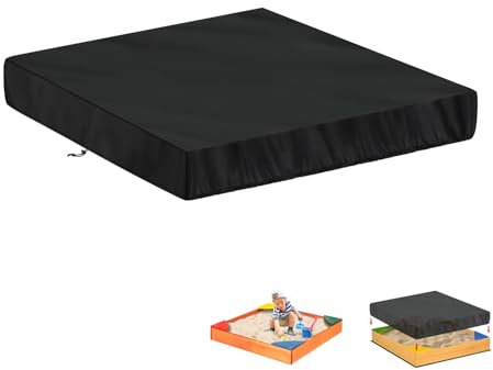 LAMUNI Copertura Sabbiera Esterno 100x100x20cm Telo Copertura per Sabbiera Impermeabile Copertura per Sandbox, Coperture Protettiva per Sabbiera Piscina Giardino in Tessuto Oxford 420D Antivento