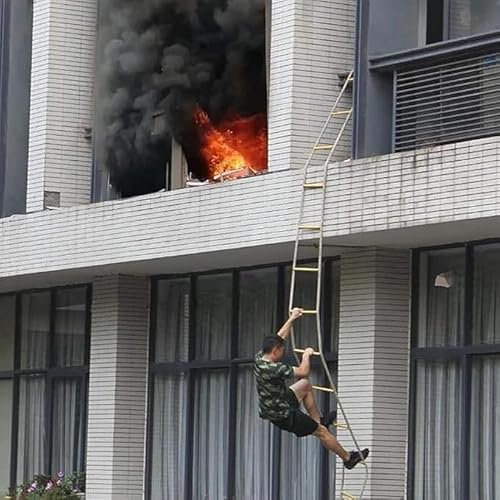 LUMSGN Échelle de Secours, échelle de Corde de Secours, échelle de Corde de Secours avec mousquetons, échelle de Secours Ignifuge en Nylon Souple antidérapant (5 m)