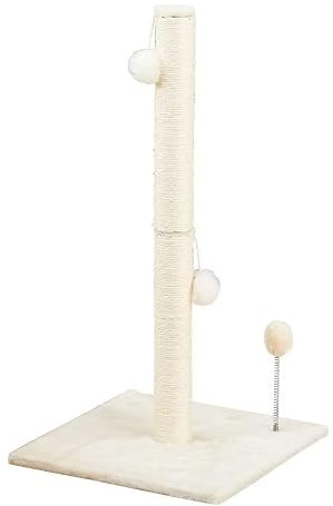 Poste Rascador para Gatos con Base Estable, Pelotas de Juego, Color Beige,40 * 40 * 83cm