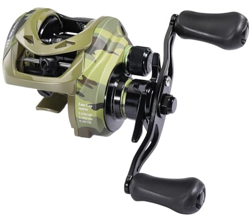 Sougayilang MAX Baitcasting rulle 8.0: 1 höghastighetsutväxlingsförhållande fiskerulle 8,2 kg kolfiber drag betcaster rullar med magnetiskt bromssystem för saltvatten sötvattenfiske-MCL