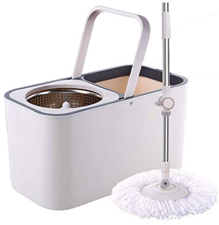 Mopa rotatoria， Trapeador, Fregona y Balde con 2 Estropajos Limpieza de Pisos de Microfibra Trapeadores Simplemente Giratorios