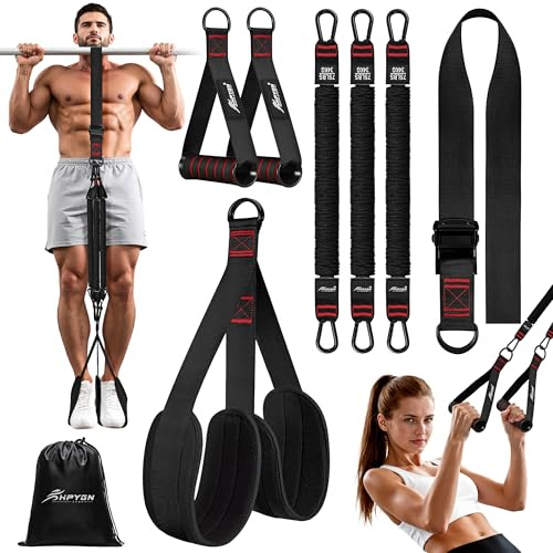HPYGN Pull Up Bands, Heavy Duty Resistance Bands with Handles, Exercise Bands for Door Pull Up Bar, Adjustable Weight/Size, Pull Up Assistance Bands for Strength Training, Gym Bands Workout Equipment