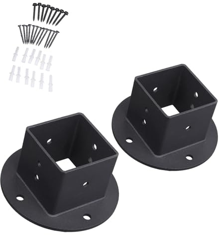 6pcs Post Base Anchors Sturdy Metal for Fence Railings Privacy Panel Gazebos Pergolas and Mailbox Brackets Square Base Post Holders