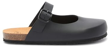 Scholl Jackie Mary Jane, Sabot Sintetico con Cinturino, Donna, Nero, 38 EU