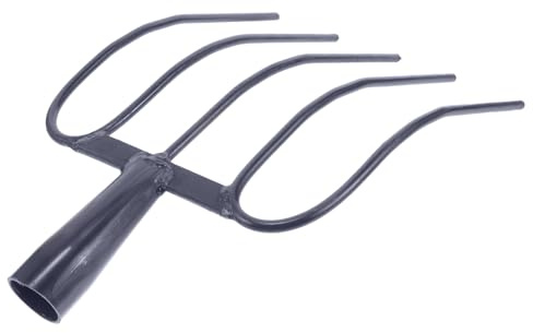 BIUDECO Rastrello Letame Maneggevole in Ferro Resistente Antiruggine Multiuso per Aziende Agricole e Rurali Design Cinque Denti Solidi per Raccolta Letame e Cura Prati