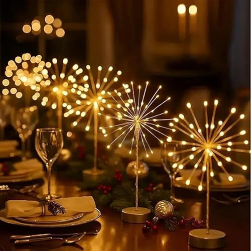 Eunmsi Nest and Flowers Table Lights,Upgrade New Firework Led Lights,Mini Table Firework Lights,Christmas Decorations Starburstlight,for Christmas Party Indoor Decor Gift (Warm Light *1)