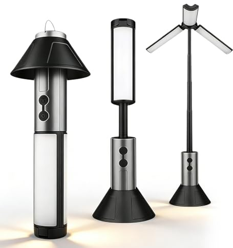 Lampada telescopica da campeggio ricaricabile, 3000 mAh, luce da campeggio a LED, lampada da campeggio, lanterna da campeggio, lanterna da campeggio IPX4, regolabile in altezza e angolo multifunzione