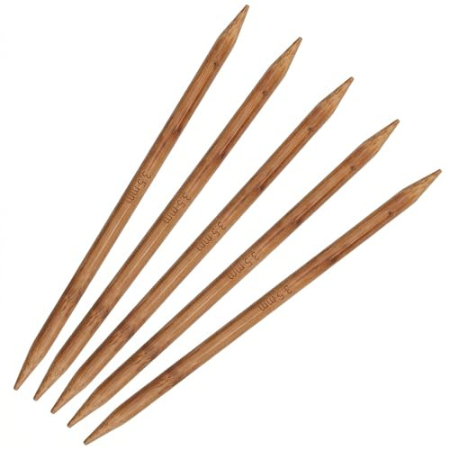 5 Stück Stricknadeln 20cm, Stricknadeln für Socken, Leichtes Nadelspiel Set, Bambus Stricknadel 3,5mm, Stricknadel Bambus Set zum Stricken von Schals, Pullovern, Mützen, Puppen, Socken, Handarbeit
